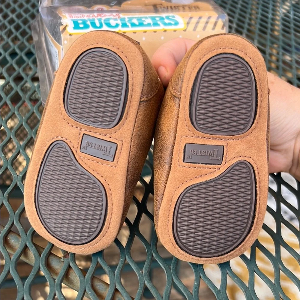 Twister Baby Buckers Brown Woven Moccasin-Style Kids Shoes